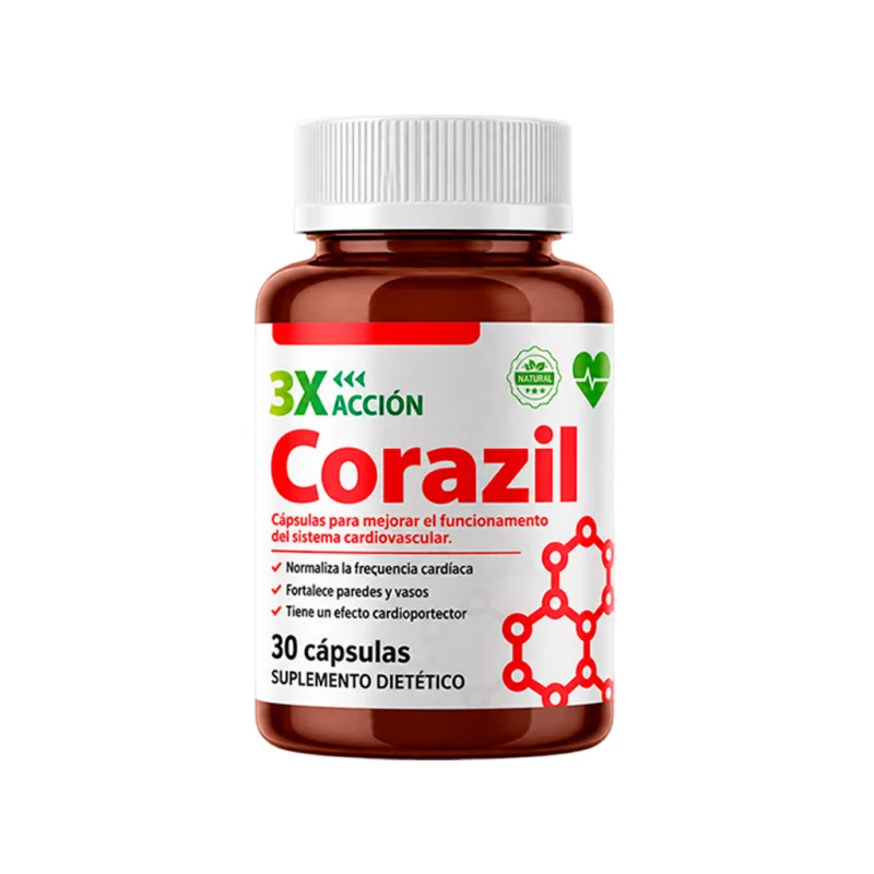 Frasco y caja de Corazil, vista frontal del empaque